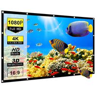 Ylife 120 Inch Projector Screen, 16:9 HD 4K No Crease Portable Video Projection Movie Screen Grommets for Home Theater Outdoor (Renewed)