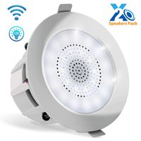 Pyle 4" Pair of Bluetooth Flush Mount In-wall In-ceiling 2-Way Home Speaker System Built-in LED Lights Aluminum Housing Spring Clips Polypropylene Cone & Tweeter 2 Ch Amplifier 160 Watts (PDICBTL4)
