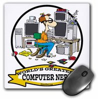 3dRose LLC 8 x 8 x 0.25 Inches Mouse Pad, Funny Worlds Greatest Computer Nerd Men Cartoon (mp_103072_1)