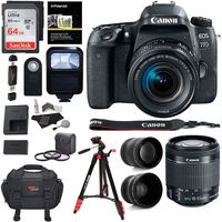 Canon EOS 77D Camera, EF-S 18-55 is STM Lens, Sandisk 64GB Memory, Ritz Gear Premium SLR Camera Bag, Filter Kit, Flash and Accessory Bundle