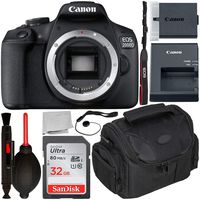 Canon EOS 2000D DSLR Camera (Body Only) with Starter Accessory Bundle - Includes: SanDisk Ultra 32GB SDHC Memory Card + Camera Carrying Case + Body Cap Keeper + Cleaning Pen + Dust Blower + More