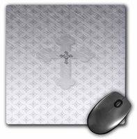 3dRose LLC 8 x 8 x 0.25 Inches Mouse Pad, Silver Cross with Jewel Look On Larger Silver Cross (mp_180925_1)