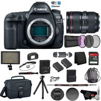 Canon EOS 5D Mark IV Digital SLR Camera with 24-105mm f/4L II Lens - Bundle with Spare Battery + Tripod + LED Light + 32 GB Memory Card + More (International Version)