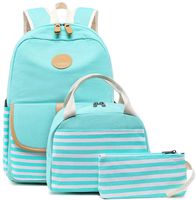 BLUBOON Canvas Bookbags School Backpack Laptop Schoolbag for Teens Girls High School (Stripe Blue-8893)