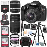 Canon EOS Rebel T6 DSLR Camera W/EF-S 18-55mm f/3.5-5.6 is II Lens - 75-300mm Lens, 2X 32GB Along with Deluxe Accessories Bundle