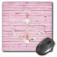 3dRose LLC 8 x 8 x 0.25 Inches Mouse Pad, Pink Wood Floral Anchor - (mp_181280_1)