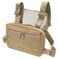 abcGoodefg Tactical Chest Rig, Molle Radio Chest Harness Holder Holster Vest for Two Way Radio Walkie Talkies (Tan)