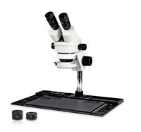 Vision Scientific VS-10EZ-IFR07 Binocular Stereo Zoom 7x-45x Microscope with Barlow Lens, 144-LED Ring Light, Repair and Maintenance Platform for Soldering and, Cell Phone Repair