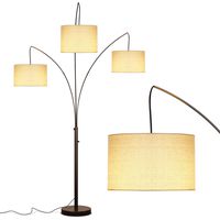 Brightech Trilage Arc Floor Lamp w/Marble Base - 3 Lights Hanging Over the Couch from Behind - Multi Head Arching Tree Lamp - For Mid Century, Modern & Contemporary Rooms - Oil Rubbed Bronze