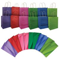 Jillson Roberts All-Occasion Recycled Medium Kraft Gift Bags and Tissue in Assorted Solid Colors, 12-Count, Primary (KTMT001)