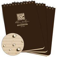Rite in the Rain Weatherproof Top-Spiral Notebook, 4" x 6", Brown Cover, Universal Pattern, 3 Pack (No. 446-3)
