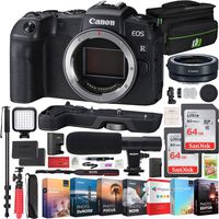 Canon EOS RP Mirrorless Camera 26.2MP Portable Full Frame Body Bundle with 2X 64GB Memory Card, Editing Suite, Extension Grip, Shotgun Microphone and Accessories (5 Items)