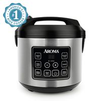 Aroma Housewares 20 Cup Cooked (10 cup uncooked) Digital Rice Cooker, Slow Cooker, Food Steamer, SS Exterior (ARC-150SB)