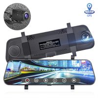 Tinfsmart Cars Video for Mirror Dash Cam 10" Full HD Touch Screen Stream Media Camera 170°1296P and 150°1080P Backup Camera with GPS,WDR Night Version Loop Recording G-Sensor Parking Monitor