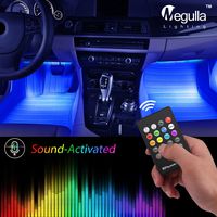 Underdash Lighting Kit, Megulla USB RGB Multi-Color LED Car Interior Lights with Sound Activation and Wireless Remote for Cars, Trucks, Pickups (4pc RGB Kit)
