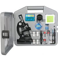AMSCOPE-Kids M30-ABS-KT2 Starter Microscope Kit, Metal Frame, 120X, 240X, 300X, 480X, 600X, and 1200X Magnifications, 2 Eyepieces and 49 Accessories and Case