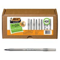 BIC Round Stic Xtra Life Ballpoint Pen, Medium Point (1.0mm), Black -- Box of 400 Black Pens