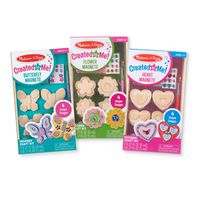 Melissa & Doug Created by Me! Paint & Decorate Your Own Wooden Magnets Craft Kit for Kids 3 Pack - Butterflies, Hearts, Flowers (4 Each Set)