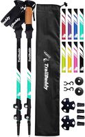 TrailBuddy Lightweight Trekking Poles - 2-pc Pack Adjustable Hiking or Walking Sticks - Strong Aircraft Aluminum - Quick Adjust Flip-Lock - Cork Grip, Padded Strap - (Aqua Sky)