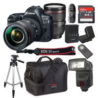 Canon EOS 5D Mark IV With 24-105mm f/4 L IS II USM Lens Kit Bundle + 64GB High Speed Memory Card + Canon 300DG Deluxe Camera Bag + Wireless Remote Shutter + Tripod + More