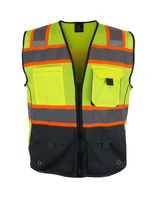 Kolossus Deluxe High Visibility Vest with Multi Frontal Pockets (X-Large) Black/Yellow
