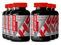 Biotin Supplement Organic- Anti Gray Hair Natural Formula - Boost Hair Growth (6 Bottles)