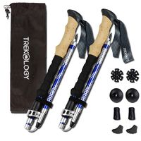 TREKOLOGY Trek-Z Trekking Hiking Poles - 2pc Pack Collapsible Folding Walking Sticks, Strong Lightweight Aluminum 7075,Adjustable Quick Flip-Lock, Foldable