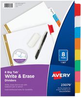Avery 8-Tab Binder Dividers, Write & Erase Multicolor Big Tabs, 6 Sets, School Binder Organizers (23079) - 73079