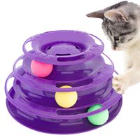 Purrfect Feline Titan's Tower - New Safer Bar Design, Interactive Cat Ball Toy, Exerciser Game, Teaser, Anti-Slip, Active Healthy Lifestyle, Suitable for Multiple Cats 3 Tier (Purple)