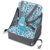Minnebaby Travel Booster Seat for Dining with Toddlers at Home and On-The-Go, Folding Baby Chair with 5-Point Safety Harness Straps and Storage Pocket (Update Version)