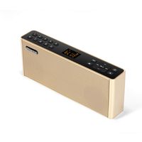 Bluetooth Speakers with FM Radio&MP3/TFCard/USB Player,USB Charge,AUX Input, Stereo Portable Wireless Speaker Dual Drivers with HD Sound, Built-in Microphone Support Hands-Free Calls (Color:Gold)