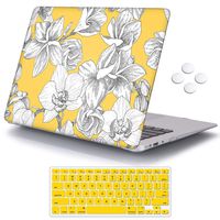 MacBook Pro 13 inch Case,iCasso Rubber Coated Hard Shell Plastic Protective Case Cover for Apple Laptop MacBook Pro 13 Inch with CD-ROM Drive Model A1278 with Keyboard Cover (Peony on Yellow Base)
