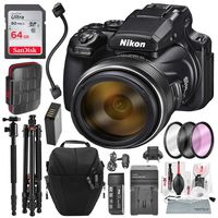 Nikon COOLPIX P1000 16.7 Digital Camera with Built-in Wi-Fi and 64GB Card, Tripod & Monopod, Platinum Bundle