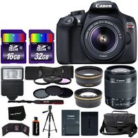 Canon EOS Rebel T6 DSLR Camera + EF-S 18-55mm is II Lens + Bundled with 58mm Telephoto & Wide Lenses + Case + Flash + ND & UV Filter Set + 48GB SD Memory + Tripod + Full Accessory Kit w/HeroFiber
