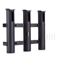 Wall Mounted Fishing Rod Holders Tubes Links Fishing Rod Holder Rack Rests (3-pole-black)