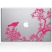 The Decal Guru 0164-MAC-11A-BG Asian Blooms and Woodland Motifs Vinyl Sticker, 11" Macbook Air, Pink