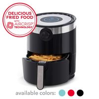 Dash DMAF360GBBK02 AirCrisp Pro Electric Air Fryer + Oven Cooker with Digital Display + 8 Presets, Temperature Control, Non Stick Fry Basket, Recipe Guide + Auto Shut Off Feature, 3qt, Black