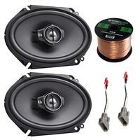 Car Speaker Combo of 2X Kenwood KFC-C6895PS 720-Watt 6x8 Inch 3-Way Coaxial Speakers Bundle with 2X Metra 72-5512 Speaker Harness for Select 1989-Up Ford Vehicles + Enrock 50ft 16g Speaker Wire