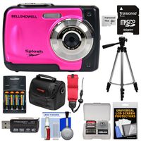 Bell & Howell Splash WP10 Shock & Waterproof Digital Camera (Pink) with 16GB Card + Batteries & Charger + Case + Tripod + Floating Strap + Reader Kit