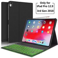 iPad Pro 12.9 3rd Gen Case with Keyboard [Support Apple Pencil Charging] - Soft Rubber Case - Magnetically Detachable Wireless Backlit Keyboard for iPad Pro 12.9 2018 (Not for 2017/2015), Black