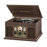 Victrola Nostalgic Classic Wood 6-in-1 Bluetooth Turntable Entertainment Center, Espresso