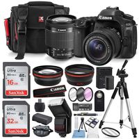 Canon EOS 80D DSLR Camera with EF-S 18-55mm f/3.5-5.6 IS STM Lens, Universal Automatic Flash, and Total of 48GB SDHC along with Deluxe accessory bundle