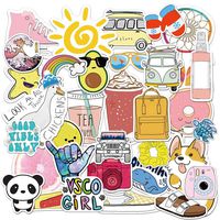 Vsco Stickers for Water Bottles,50 Pack Waterproof Stickers Cute Aesthetic Laptop Luggage Stickers for Vsco Girls Teens Kids