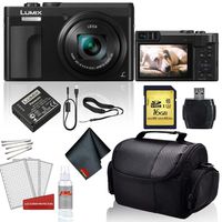 Panasonic Lumix DC-ZS70 Digital Camera (Black) Bundle with 16GB Memory Card + LCD Screen Protectors and More