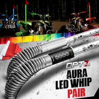 OPT7 Aura 6ft LED Whip Lights Pair w/Quick Release Shock Spring, Remote, Flag 64+ Multi-Color Patterns - Shatterproof Waterproof Build Accessories for All-Terrain Off Road ATV Polaris RZR 4 Wheeler