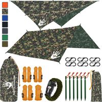 Rain Fly EVOLUTION 12x10/10x10 Hammock Waterproof Tent TARP & Survival Bracelet - 22 pcs - Lightweight - Backpacking Approved - Perfect Hammock Shelter - Multiple Colors 10X10 CAMO