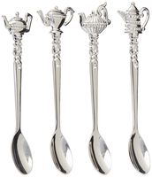 Elegance Silver 87625 Silver Plated Teapot Tea Spoon with Crystal (Pack of 4)