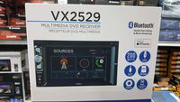 Jensen VX2529 Double Din 6.2" Multimedia DVD Audio/Video Receiver, 6.2" Touchscreen Display, 50Wx4 (200 Watts total) Power Output, DVD/CD/AM-FM/MP3/MP4/microSD, AM/FM Tuner with 15FM/5AM Presets