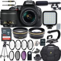 Nikon D5600 24.2 MP DSLR Camera Video Kit with AF-P DX NIKKOR 18-55mm f/3.5-5.6G VR Lens + LED Light + 32GB Memory + Filters + Macros + Deluxe Bag + Professional Accessories