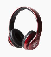 iJoy Matte Rechargeable Wireless Bluetooth Foldable Over Ear Headphones with Mic (RED)